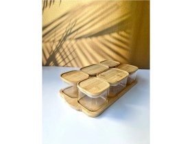 Resim Bambu ve Cam Malzemeli 6'lı Kahvaltılık Seti, Şık ve Kullanışlı Tasarım 