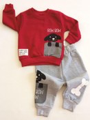 Resim Zeo kids Erkek Bebek Cepli Köpek 2li Takım - Baskılı Body Ve Baskılı Eşofman Alt 2'li Takım 