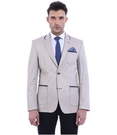 Resim Çift Düğmeli Cepli Erkek Krem Ceket- Wessi Krem 