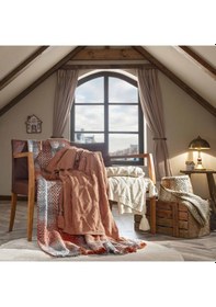 Resim Taç Butik Brüj Pamuklu Çift Kişilik Battaniye Turuncu 000000001500223749 Turuncu 