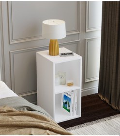 Resim 30 Cm Mdf Modern Beyaz Komodin Çok Amaçlı Yan Sehpa 