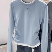Resim Retro Yuvarlak Yaka Renk Bloklama Faux İki Parça Uzun Kollu Ruffled T-Shirt, Şık Uzun Kollu Alt Katman Üst, Harajuku Stili için Petite Figürler, Kore Modası Kıyafeti, Instagram'a Uygun Üst, Şık Kedi Grafik Yuvarlak Yaka T, Cyber Kültürel Kasa Seti Hediyesi, Çok Yönlü Günlük Lounge Konfor Giyim Katmanı Renk Bloklu Eğlenceli Düz Renk (Ön Tasarım Blok Baskı Şekli Yok), Doğu Avustralya Kadınları 