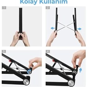 Resim Storemax Bix X1 Laptop Sehpası, Katlanabilir, Tablet Sehpası, Alüminyum Alaşım, Online Sınıf Çalışması, Duruşu Iyileştirme, Isı Dağılımı, iPad ve 10-15,6 Inç Olan Tüm Cihazlar ile Uyumlu. Siyah 