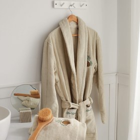 Resim Yeşil Dal İşlemeli Pamuk Ayak Havlusu 