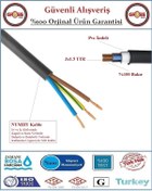 Resim Öznur 3x1.5 Nymhy Ttr Siyah Elektrik Uzatma Ara Kablosu - 25 Metr 