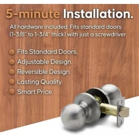 Resim Storemax BK2020SS-3 Yuvarlak Kapı Topuzu, Geçiş Fonksiyonu, 3'lü Paket, Paslanmaz 