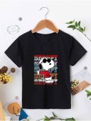 Resim VASK Ünisex Rahat Kalıp Pamuklu Baskılı Siyah Çocuk T-shirt 