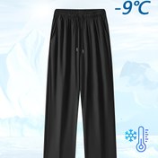 Resim Erkekler için buzlu ipek lifli hızlı kuruyan spor pantolonu, eğimli cepler - Yaz dış mekan etkinlikleri, koşu, yürüyüş ve günlük giyim için düz paça nefes alabilir serinletici kumaş, antrenman pantolonu, koşu kıyafeti, şık tasarım, pürüzsüz dokuya sahip 