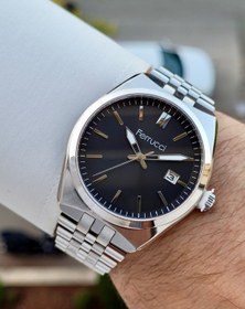 Resim Ferrucci Kadranı Siyah Kordonu Silver Renk 24 Ay Garantili 41 Mm Takvimli Erkek Kol Saati 