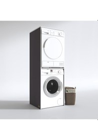 Resim Kenzlife Çamaşır-Kurutma Makinesi Dolabı Evgeniya Gri 180*70*60 Banyo Çift Katlı Kapaksız Arkalıksız Çok Renkli 