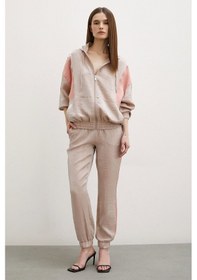 Resim Yanı Şeritli Jogger Eşofman Altı Bej Bej 