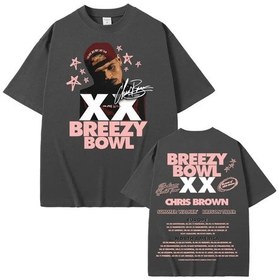 Resim Dshztooma 2025 Chris Brown Turne Breezy Bowl Xx Albüm T-shirt Erkek Kadın Hip Hop Pop Müzikgökyüzü Mavi Gökyüzü Mavi 