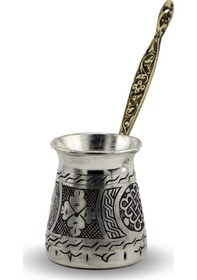 Resim Kalın İşlemeli Kalaylı Bakır Cezve 550 ml 