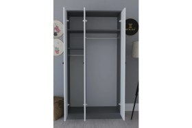 Resim Remaks Fuga 3 Kapaklı Elbise Dolabı - Antrasit Gövde Beyaz Kapak 