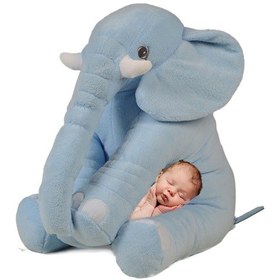 Resim Uyku Arkadaşım Peluş Fil - Büyük Yumuşacık 75 Cm -sevgiliye Hediye Mavi 