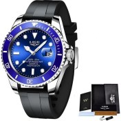 Resim Hanyang Silikon Gümüş Mavi Lıge Moda Dalgıç Izle Erkekler Üst Marka Lüks 30ATM Su Geçirmez Tarih Saat Spor Saatler Erkek Kuvars Kol Saati Relogio Masculino (Yurt Dışından) 