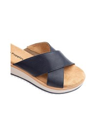 Resim Hush Puppies Hou Anatomik Taban Hakiki Deri Kadın Terlik Lacivert 