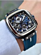 Resim Quantum Fonksiyonlu Mavi-Gümüş Renk Silikon Kordon Çelik Kasa Köşeli Kadran Erkek Kol Saati 1014.059 