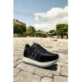 Resim Mammamia D25YA-560 Siyah Kadın Sneaker Deri Tam Ortopedik Casual Günlük Ayakkabı 