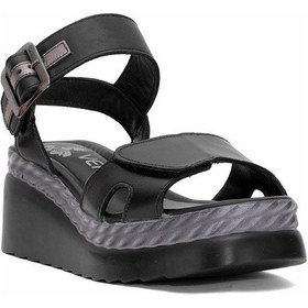 Resim Venüs 2512303y Kadın Hakiki Deri Dolgu Topuk Sandalet Siyah Siyah 