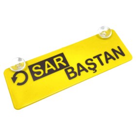 Resim Fantastik Store Sar Baştan Yazılı Sarı Dekor Plaka Vantuzlu Cam Süsü 22X7.5CM 