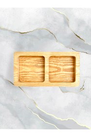 Resim Serin Bardak Ahşap Kare Yağdanlık Standı 2 Bölmeli 