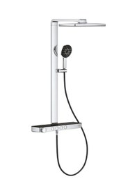 Resim Grohe Rainshower Aqua Pure Duvara Monte Termostatik Bataryalı Duş Sistemi Siyah/krom - 100961kı00 Siyah 