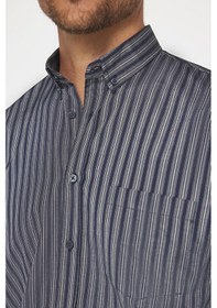 Resim Tudors Erkek Regular Fit Klasik Kesim Düğmeli Yaka Pamuklu Kolay Ütü Çizgili Gömlek-31546 Çok Renkli 