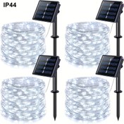 Resim 4 adet Güneş Enerjili Peri Işığı Açık Hava, 11.98 metre 100 LED Güneşli Işık Dizisi 8 Modlu, Su Geçirmez Peyzaj Aydınlatması ve Meşaleler Bahçe, Bahçe, Düğün Partisi Dekoru için, Sıcak Beyaz/Beyaz/Çok Renkli, Güneş Enerjili ve Işık Sensörü Kontrolü, Açık Aydınlatma | Dekoratif Işıklar | Güneş Pili Şarjlı, Açık Alan Kullanımı İçin Güneş Işıkları 