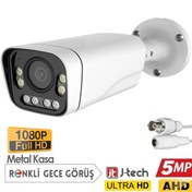 Resim J-TECH 3000 5MP SONY LENS Gece Renkli Warm Light Metal Büyük Kasa 1080P AHD Güvenlik Kamera 
