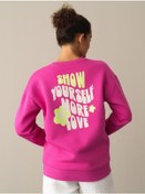 Resim Fuşya Oversize Baskılı Sweatshirt 400561 Fuşya 