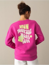 Resim Fuşya Oversize Baskılı Sweatshirt 400561 Fuşya 