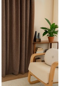 Resim Dekoratif Şık %5 Simli Natural Yumuşak Dökümlü Fon Perde Salon Oturma Odası Yatak Odası Antre Sarı 