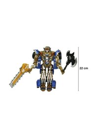 Resim Mavi-altın Vardem Işıklı Ve Sesli Dönüşen Robot - 22 Cm Vintage Klasik Model Araba Savaşçı Figür Çok Renkli 