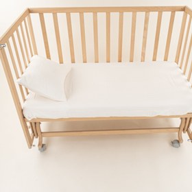 Resim Bebek Lastikli Çarşaf ve Yastık Kılıfı - İki Katlı Organik Muslin - Krem 