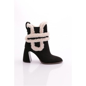 Resim Dgn 8065 Kadin Üstü Kürklü Topuklu Bot 8065-2125-R1680 Siyah Süet 