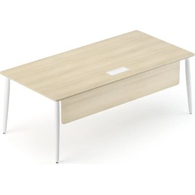 Resim Bürotime Era Yönetici Masası, Akasya & Beyaz Ayak, 100X200CM 