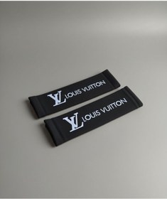 Resim sahmeran oto aksesuar 2'li Oto Koltuğu Emniyet Kemeri Pedi Araç Seyahat Kemer pedi LOUIS VUITTON SİYAH 