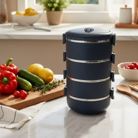Resim YAZICI 4 Katlı Sefer Tası Sızdırmaz Yemek Termosu 2,4 Litre – Çelik İç Hazneli, Vakumlu Kapaklı,Lunch Box 