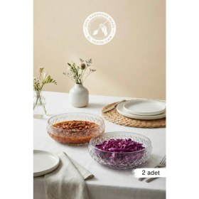 Resim Glamis Selen Concept Kafes Model El Yapımı Büyük Boy Cam Salata Kasesi 2 'li Set 