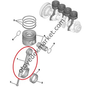 Resim Peugeot 208 (2019-2020) 1.5 BlueHdi Piston Kol / Biyel Takımı (Orijinal) 