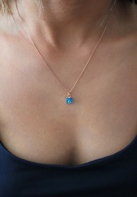 Resim Bella Gloria Turkuaz Nazar Boncuklu Kare Roz Gümüş Kolye (TGK0367) 