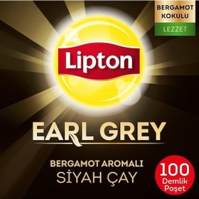 Resim Lipton Earl Grey Demlik Süzen Poşet Bergamot Aramolı Siyah Çay 100'lü Paket 