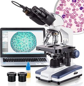 Resim Amscope 40X-2500X LED Dijital Binoküler Bileşik Mikroskop 5MP Kamera 