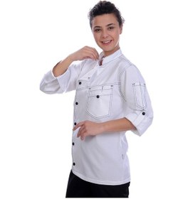 Resim Unisex Aşçı Ceket Harman Gabardin Beyaz 