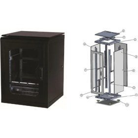 Resim Ulusal Uls - 16U 600X600 Dikili Tip Kabin + Tekerlek Takımı 
