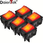 Resim DaierTek 3'lü/5'li Paket 30A 250V Ağır Hizmet Tipi ON Off DPST Kırmızı Işıklı 220V Toggle Anahtar T125 