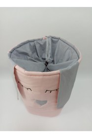 Resim Ege HOME Decoration&Accessories Pembe Gri Oyuncak Kirli Sepeti 