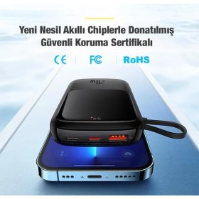 Resim Baseus 20W 10000MAH Apple iPhone 13, 13 Pro, 13 Pro Max Lightning Şarj Kablolu Dijital Ekranlı Powerbank 