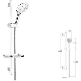Resim Sürgülü Duş Seti + Ø22mm Krom Kaplı + 3 Fonksiyonlu 